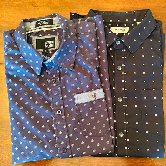 Lot of 2 button down shirts Reaction Kenneth Cole and Eight Avenue size L - Picture 7 of 7